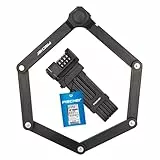 FISCHER Faltschloss Fahrrad Protec FN85, 4-fach Zahlenwalze mit 10.000 Zahlenkombinationen, kunststoffummantelte Stäbe, inkl. Halterung und Antirutsch-Klettbändern, 85 cm lang