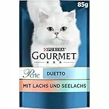 Gourmet Perle Duetto Katzenfutter nass, mit Lachs und Seelachs, 26er Pack (26 x 85g)