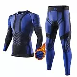 GarBull Thermounterwäsche Set Herren, Innenfleece Lange Funktionsunterwäsche Atmungsaktiv Winter Skiunterwäsche Sport Kompressionsanzug für Workout Skifahren Laufen Radsport Wandern