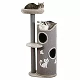 Kerbl Pet Kratzbaum Tiana, Katzenkratzbaum, grau, 73,5x45x130cm, für Mehrkatzenhaushalt, Sisalkratzfläche, waschbare Auflagen