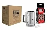 Weber Anzündset - Rapidfire Starter Set, besteht aus Amzündkamin - Groß (32cm), 2Kg Holzkohlebriketts & 2 Anzündwürfeln, ideales Starterpaket für alle Holzkohlegrills (3400375)