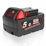 Waitley M18B5 18V 5,0Ah Kompatibel mit Milwaukee M18 48-11-1850 48-11-1852 48-11-1820 48-11-1828 48-11-1830 kabellose Elektrowerkzeuge
