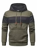 Meilicloth Hoodie Herren Pullover Langarm Kapuzenpullover Herren Casual Farbblock Kapuzenpulli Baumwolle Sweatshirt mit Kapuze Hoody Kapuzenjacke Warm A Moosgrün L