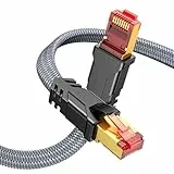 Snowkids Cat 8 LAN Kabel 1m, 40Gbps Netzwerkkabel Hochgeschwindigkeits 2000MHz S/FTP Ethernet Kabel Gigabit RJ45 Nylon geflochtener Vergoldeter Patchkabel für PS5/4 Router Modem TV Switch Laptop