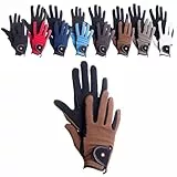 RL24 - Reithandschuhe Damen & Herren Professional Nubuk | Handschuhe zum Reiten | Reiterhandschuhe mit Magic-Lederimitat | robust, rutschfest & atmungsaktiv | Reitzubehör in Schwarz/Braun | M