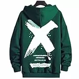Moshtashio Hoodie Herren Basic Kapuzenpullover Langarm Sweatshirts Classic Männer Sweatjacke Druck Pullover Unisex Casual(Grün,M)