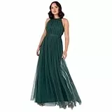 Anaya with Love Damen Ladies Maxi Dress for Women Halter Neck Long Sleeveless Belt A Line Evening Gown Ball Prom Wedding Guest Bridesmaid Kleid, Emerald Green, 44 EU