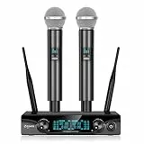 FDUCE Drahtloses Mikrofon, dynamisches Karaoke-Mikrofonsystem für Karaoke, Partys, Veranstaltungen im Freien, 2 x 5 einstellbare UHF-Kanäle, 200 Fuß