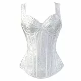 Grebrafan Damen Hochzeit Retro Corsage Vintage Vollbrust Bustier Korsett Top mit Träger (EUR(30-32) XS, Weiß)