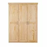 Inter Link - Kleiderschrank - Drehtürenschrank - Wäscheschrank - Garderobenschrank - Schlafzimmerschrank - 2 Türen - Kiefer massiv - Pelle - Natur lackiert