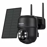 Cinnado Überwachungskamera Aussen Akku Solar - 2K Kamera Überwachung Aussen WLAN Outdoor kabellos Solarpanel 360 Grad, PTZ, PIR Bewegungsmelder IP65, Farbnachtsicht, Zwei-Wege-Audio (Schwarz)