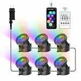 NATPOW Teichbeleuchtung LED Unterwasser, Unterwasserbeleuchtung RGB Unterwasser Teichlicht mit Bluetooth APP Fernbedienung, IP68 wasserdicht, Gartenbeleuchtung für Garten, Patio, Baum(6 in 1)