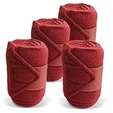 Bandagen fürs Pferd aus Fleece mit Klettverschluss - Fleecebandagen Pferd im 4er Set mit praktischer Aufbewahrungstasche (Warmblut (Full), Bordeaux)