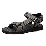 OUSIMEN Herren Sandalen Flache Verstellbare Langlebige Sportsandalen Bequem Offener Zehenbereich Lässige Sandalen Wandersport Schuhe