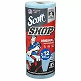 Scott Shop Towels Original 75147 - Strapazierfähige Reinigungstücher in Blau - 12 Packungen mit 1 blauen Rolle à 55 Einmaltücher (660 Papiertücher insgesamt)