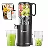 AOBOSI Slow Juicer mit 126 mm XXL-Einfüllöffnung – 1,5 L, 200 W leiser Entsafter mit Rückwärtslauf, Dreifachfilter & Press-Schnecke – Entsafter Gemüse und Obst Testsieger,Schwarz