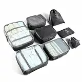 BillyBath Koffer Organizer set, Packing Cubes Kleidertaschen Schuhbeutel Reiseorganizer Packwürfel Kosmetik Travel Organizer Packtaschen für Koffer (8 teilig, schwarz)