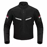 BORLENI Motorradjacke Sommer Herren Atmungsaktiver Panzerschutz Hochglanz Reflektierend L