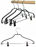 Hagspiel 5 St. Kleiderbügel aus Metall, schwarz beschichtet, mit Metallsteg und 2 verschiebbaren Metallklammern