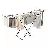 SONGMICS Wäscheständer, Standtrockner klappbar, Flügelwäscheständer, freistehend, für Innen- und Außenbereich, für Bettwäsche und Kleidung, schwarz LLR540B01