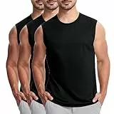 KOG 3er Pack Unterhemd Herren Tank Top Sport Tanktop Sommer Muskelshirt Ärmelloses Streetwear Einfarbige Oberteile Casual Baumwolle Teenager Tops Gym Oberteil Schwarz 3XL