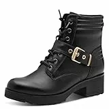 MARCO TOZZI Damen Stiefeletten zum Schnüren mit Blockabsatz mit Reißverschluss, Schwarz (Black), 40 EU