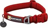 Ruffwear Front Range-Halsband, Hundehalsband mit V-Ring, längenverstellbares Haustier-Hundehalsband, bequemer weicher Stoff, Haustierhalsband mit Hundeleinen-Befestigungsring, Red Canyon 14'-20'