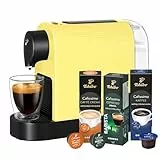 Tchibo Cafissimo „Pure plus“ Kaffeemaschine Kapselmaschine inkl. 30 Kapseln für Caffè Crema, Espresso und Kaffee | 0,8l | 1250 Watt | 11,9 x 33,7 x 24 cm | Limited Edition Lemon Splash