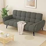 HIPIHOM Sofa Mit Schlaffunktion, Klappsofa Sofa 3 Sitzer, Schlafsofa 155x85cm, Bequemes Geeignet Für Wohnzimmer, Büro, Zimmer, Lounge, Schlafzimmer (Zweites Grau)