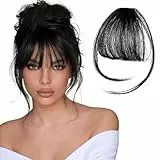 EXCEART Clip in Haar Fransen Extensions Kunsthaar Schwarz Hitzebeständige Haarteile Für Realistischen Look Individuell Zuschneidbar Für Vielseitige Stylings Und Einfache Anwendung