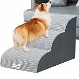 WGYTECH Hundetreppe Kleine Hunde Haustiertreppe 3 Stufen Hochdichtem Schwamm Hunde Treppe für Sofa Bett Hunderampe Abnehmbarem, Waschbarem Bezug und Rutschfestem Boden L60xW40xH40cm