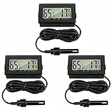 Thlevel Mini LCD Digital Thermometer Hygrometer Temperatur Luftfeuchtigkeit Tester mit externem Sensor für Kühlschrank Gefrierschrank 3 Stücke