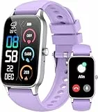 Smartwatch Damen Herren, 1,57'HD Fitnessuhr mit Telefonfunktion, New FitnessTracker 110+ Sportmodi, Sportuhr mit SpO2, Herzfrequenz Schlafmonitor Schrittzähler, IP68 Wasserdicht für Android iOS Lila