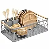 Navaris Abtropfgestell Abtropfgitter Gestell für Geschirr - Abtropfständer Abtropfschale für Küchen Spüle - Ablage für Teller Gläser Besteck - Abtropfgestell Geschirr Grau
