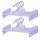 Hosenbügel Hosenspanner 10 Stück Kleiderbügel Kunststoff 34 cm, rutschfeste und Verstellbare Klammern, 360° Drehbarer Haken, Platzsparend (Violett)