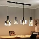 CBJKTX Pendelleuchte Esstisch Hängelampe 4 Flammig - Hängeleuchte Vintage Glas Esszimmerlampe Hängend E27 Retro Pendellampe Höhenverstellbar für küche Wohnzimmer Esszimmer (ohne Leuchtmittel)