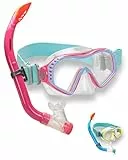 AQUAZON Starfish Schnorchelset, Tauchset, Schnorchelbrille mit Tempered Glas, Silikon, Schnorchel mit Semi Dry top für Kinder, Jugendliche Von 7-14 Jahren, Farbe:pink