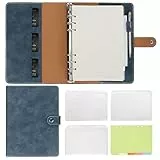 Skycase ringbuch a5,A5 Binder Notizbuch Ordner Portfolio,6 Löcher Loseblatt Binder PU Leder,Ringbuchordner Planer,Ringbuch DIN A5 Tagebuch Ringbuchhülle mit Füllpapier/Bindertaschen/Papierblatt,Blau