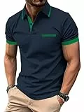 zitysport Poloshirt Herren Kurzarm Shirt Atmungsaktives Golf Polo Shirt Männer Sommer Shirts Sport Basic Slim Fit Tshirt mit Brusttasche Polohemd(Marineblau-L)
