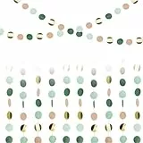 Runde Papier Girlande Waldgrüne – 3er Set Party-Girlanden je 4 m – Hängedeko für Geburtstag, Jubiläum, Hochzeit & Feste