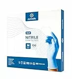 Kemes Einweghandschuhe Blau 100 Stück Nitrilhandschuhe Einmalhandschuhe Latexfrei Puderfrei für Lebensmittelbereiche, Medizin, Kosmetik und Haushalt (M)