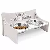 INEXTERIOR Futterstation - Futterbar für Hunde und Katzen - in Groß und Klein erhältlich - aus Birkenholz - personalisierbar - Made in Germany