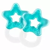 dentistar Kühlbeißring 2er-Set – Beißring Baby ab 3 Monate – Kühlende Zahnungshilfe und Beißspielzeug für Babys und Kleinkinder - BPA frei - Türkis