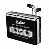 Reshow tragbarer Kassettenspieler, Bandkassetten über USB in MP3 umwandeln & MP3-Musik aufnehmen – Schwarz