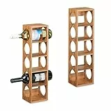 Relaxdays Weinregal für 5 Flaschen, 2er Set, Weinständer Bambus, HBT: 53 x 14 x 12 cm, Weinhalter stehend, Küche, Natur