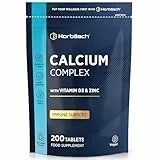 Kalzium Hochdosiert Komplex mit Vitamin D3 Zink | 200 Kalzium Tabletten | Calcium Complex | Großpackung | von Horbaach