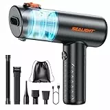 SEALIGHT Handstaubsauger, 32000Pa Mini Akku Staubsauger Kabellos, 1-Knopf-Selbstentleerung mit Bürstenlosem Motor de 400000 RPM, Mini Staubsauger Ideal für Tierhaare, Auto, Haushalt