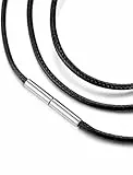 Inscca Kunstleder Halskette 45 cm für Anhänger 3mm Schwarz Kette Herren Kurz Damen Choker mit Edelstahl Verschluss Lederkette Lederband Edelstahlkette Ketten für Herren