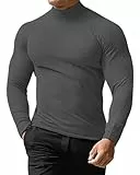 LAOARA Herren Rollkragenshirt Langarmshirt T Shirt Stehkragen Longsleeve Thermo Baumwolle Langarm Slim Fit Pullover Grau XL