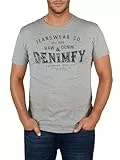 DENIMFY Tshirt Herren Baumwolle Regular Fit DFNuri Rundhals Kurzarm Sommer Tee Shirt Logoprint, Größe:6XL, Farben:Grey Melange Standard 1 (BDY)